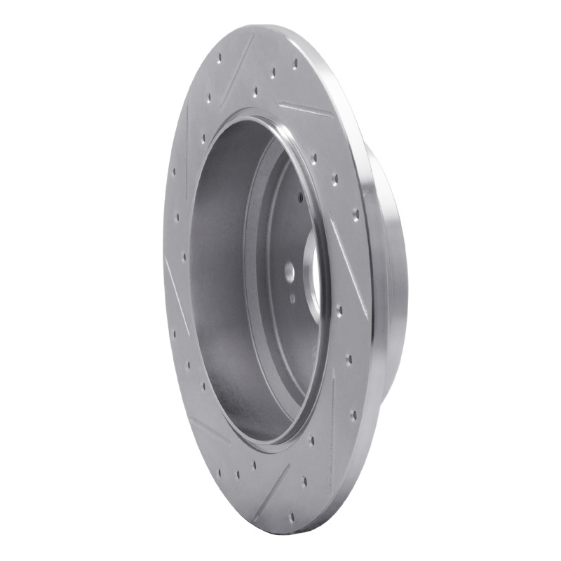 Acura ZDX Brake Rotor (1) - Rear Right - R1 Concepts - Drilled & Slotted - Silver - `07-`17